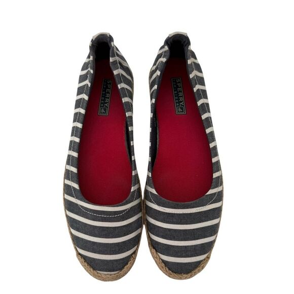 Sperry Top Sider Espadrille Navy White Stripe Ballet Flat - Picture 7 of 7